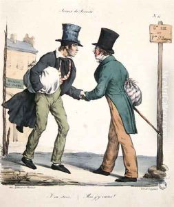 One man leaving and the other returning to hospital, caricature from the Moeurs Parisiennes series, engraved by Langlume, c.1825 by Pigal, Edme Jean