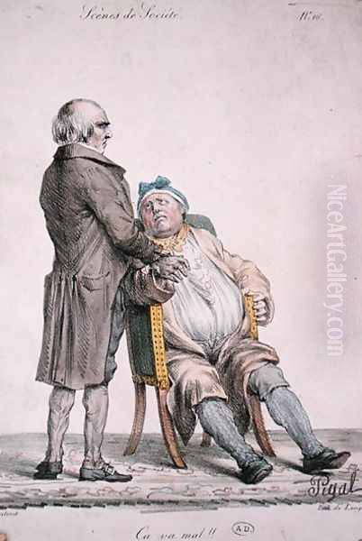 You are not very well,depiction of the rich mans doctor, engraved by Langlume fl.1822-24 1825 - view 1