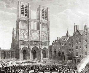 Thomas de Mahy 1744-90 Marquis of Favras Making Honourable Amends before Notre-Dame, engraved by Pierre Gabriel Berthault 1737-1831 1790 by Prieur, Jean Louis, II