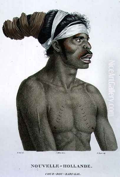 Cour-Rou-Bari-Gal, a native of New Holland, plate 18 from Voyage of Discovery to Australian Lands, engraved by B. Roger, pub. 1800-04 - view 1