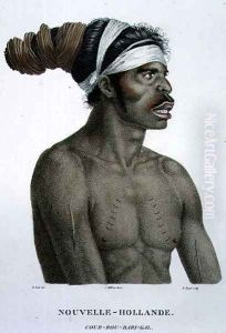 Cour-Rou-Bari-Gal, a native of New Holland, plate 18 from Voyage of Discovery to Australian Lands, engraved by B. Roger, pub. 1800-04 by N. Petit