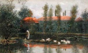 The Pond of William Morris Works at Merton Abbey by Lexden L. Pocock
