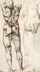A nude seen from behind and a study of a foot by Bartolomeo Passarotti