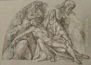 The Deposition with Saints Bernardino of Siena and Clare by Bartolomeo Passarotti