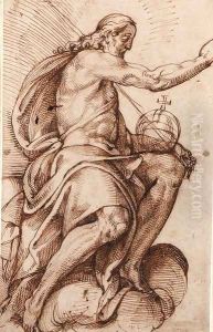 The seated Christ blessing, in profile to the right