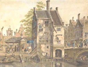 A cappricio view of a Dutch village by Johannes Huibert Prins