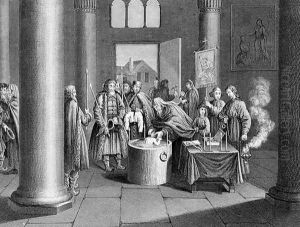 Baptism According to the Greek Church in Russia, engraved by W. Forrest, from World Religion, published by A. Fullarton and Co. by Picart