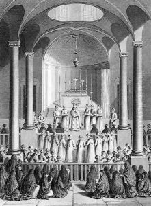 Worship according to the Armenian Church, engraved by T. Brown, from World Religion, published by A. Fullarton and Co. Worship according to the Armenian Church, engraved by T. Brown, from World Religion, published by A. Fullarton and Co.