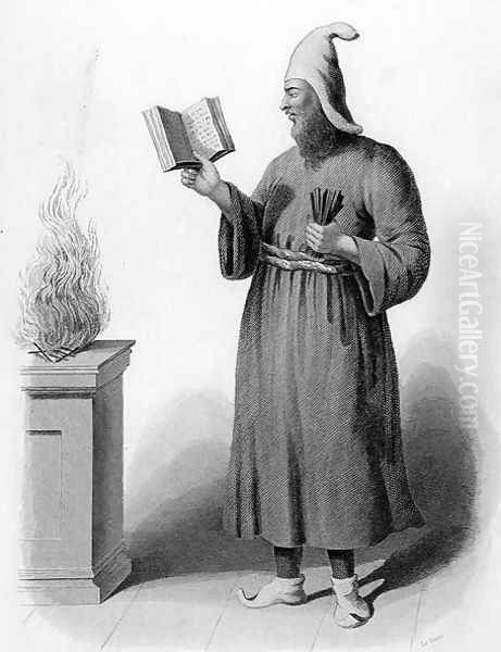 High Priest of the Guebres. Fire-Worshippers, engraved by Le Conte, from World Religion, published by A. Fullarton and Co. - view 1
