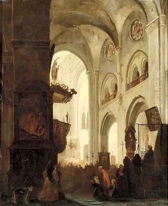 A church interior during the mass by Jacobus Pelgrom