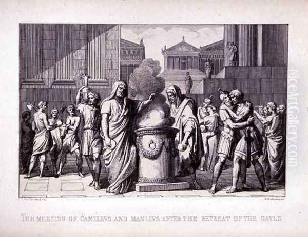 The Meeting of Camillus and Manlius After the Retreat of the Gauls, engraved by B.Barloccini, 1849 - view 1