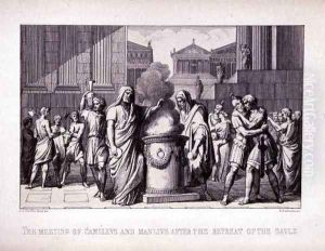 The Meeting of Camillus and Manlius After the Retreat of the Gauls, engraved by B.Barloccini, 1849