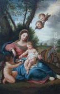 Mother And Child In A Landscape by Carlo Maratta or Maratti