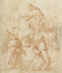Saint Appears Before The Brotherhood,and Distributes Rosaries by Carlo Maratta or Maratti