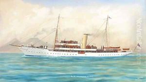 The Royal Yacht Squadron's steam yacht Sapphire cruising in the Mediterranean off Naples The Royal Yacht Squadron's steam yacht Sapphire cruising in the Mediterranean off Naples