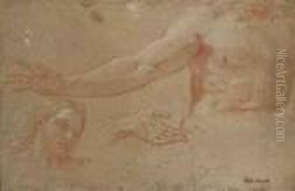Etude D'une Tete D'homme, D'un Torse Et D'une Main - view 1