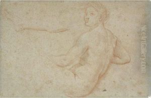A Female Nude Reclining And A Separate Study For Her Rightleg by Carlo Maratta or Maratti