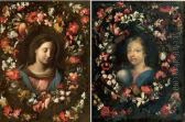 Vierge Dans Une Guirlande De Fleurs - view 1