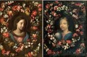 Vierge Dans Une Guirlande De Fleurs by Carlo Maratta or Maratti