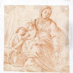 Schule Madonna Mit Kind Und Dem Johannesknaben by Carlo Maratta or Maratti