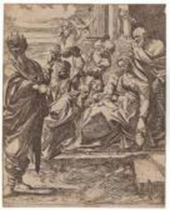 Anbetung Der Konige by Carlo Maratta or Maratti