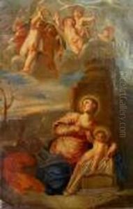 Madonna Con Bambino E Angeli by Carlo Maratta or Maratti