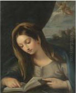 The Madonna Reading, The Angel Gabriel Approaching From Thesky by Carlo Maratta or Maratti