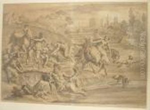 Maratta,sec. Xviii. "scena Sul Tevere", Cm. 66x86 Maratta,sec. Xviii. "scena Sul Tevere", Cm. 66x86