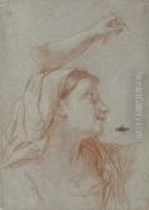 A Young Woman Wearing A Veil,
Bust-length, In Profile To The Right,with A Subsidiary Study Of Her Left
Arm by Carlo Maratta or Maratti