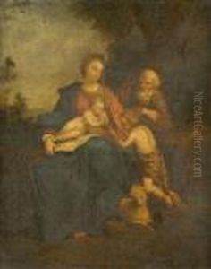 The Holy Family With The Infant St. John Oil On Canvas 27cm X 22cm by Carlo Maratta or Maratti