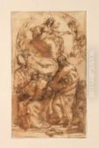 Madonna Assunta Con Santi E Angeli by Carlo Maratta or Maratti
