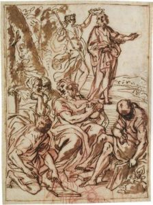 An Allegorical Design With Fame Crowning Homer by Carlo Maratta or Maratti