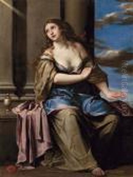 La Maddalena Penitente, Seduta In Un Portico, Mentre Si Priva Dei Suoi Gioielli - view 1