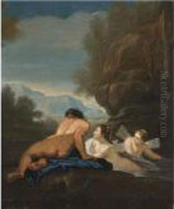A Mountainous Landscape With Nymphs by Carlo Maratta or Maratti