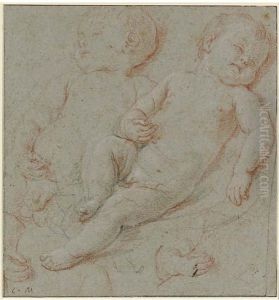 Two Studies Of A Baby Sleeping by Carlo Maratta or Maratti