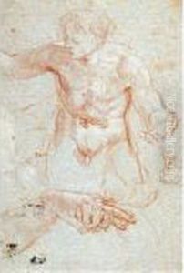 Studio Di Figura Maschile Inginocchiata E Studi Di Mani
(r
Ecto
); Tre Studi Di Teste Femminili (v
Erso
) by Carlo Maratta or Maratti