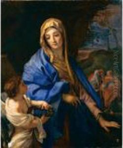 L'addolorata Con La Corona Di Spine E Il Calvario In Lontananza by Carlo Maratta or Maratti