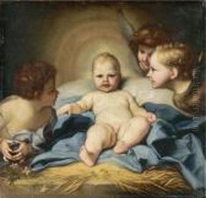 The Infant Christ With Angels And The Infant Saint John Thebaptist by Carlo Maratta or Maratti