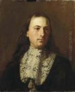 Portrait Of Gentleman, Bust-length, In A Black Jacket And A Whitelace Chabbot by Carlo Maratta or Maratti