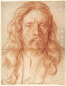 A Full Face Portrait Of A Man, Said To Be Alessandro Algardi by Carlo Maratta or Maratti