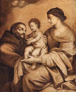 The Madonna And Child With Saint Francis - En Grisaille