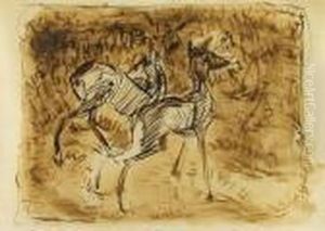 Zwei Rehe Im Walde by Franz Marc
