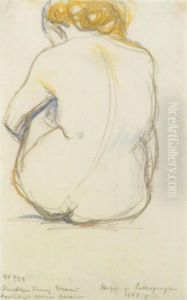 Kleine Aktskizze I (sitzender
Frauenakt Von Ruckwarts Gesehen)(little Nude Sketch I, Seated Female
Nude, Back View) by Franz Marc
