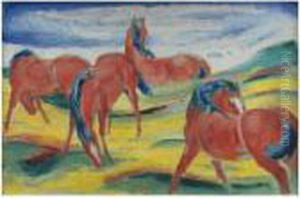 Weidende Pferde Iii (grazing Horses Iii) by Franz Marc
