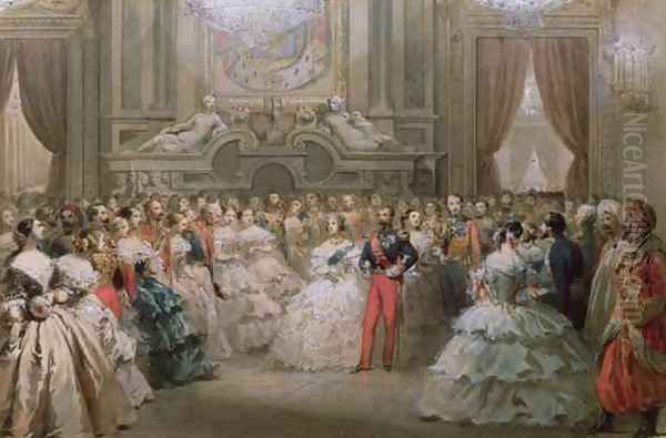 Queen Victoria 1819-1901 and Prince Albert 1819-61 at a gala dinner given by Napoleon III and Eugenie, 1853 - view 1