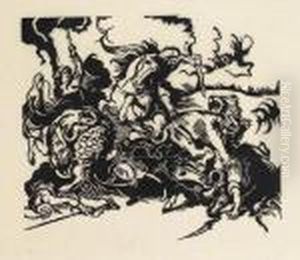 Lowenjagd (nach Delacroix) by Franz Marc