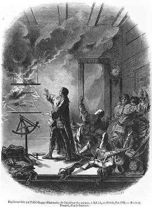 Jean Chappe dAuteroche 1722-69 Experimenting with Electricity in 1761, Tobolsk, Siberia, illustration from Le Magasin Pittoresque, 1855 by Hippolyte Louis Pauquet