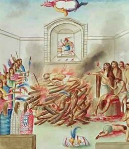 Tome 3 fol.132 A Human Sacrifice, from Teatro de la Nueva Espana, 1640