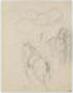 Pferdestudien Mit Kreisformen (studies Of Horses With Circular Forms) - Recto by Franz Marc