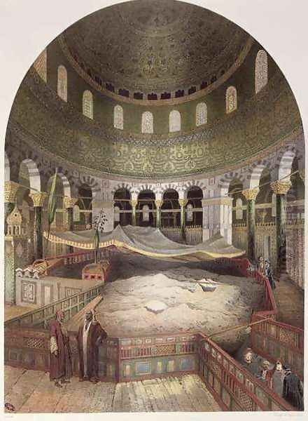 Interior of the Mosque of Omar, illustration from Souvenirs de Jerusalem by Contre-Amiral Paris, engraved by Hubert Clerget 1818-99 and Jules Gaildrau 1816-98 - view 1
